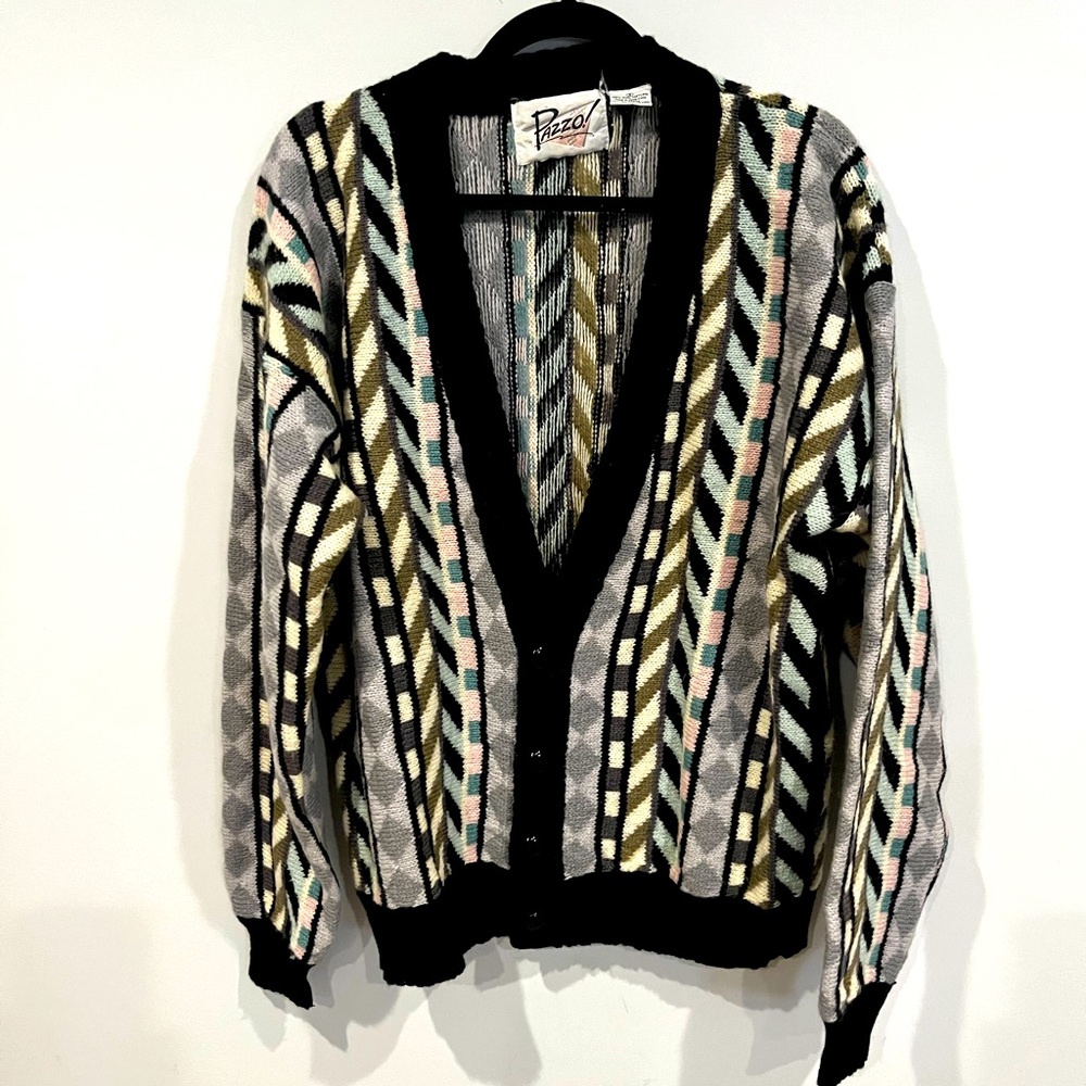 Vintage PAZZO! Shetland Wool Multicolor Sweater By Pazzo Size Small cardigan